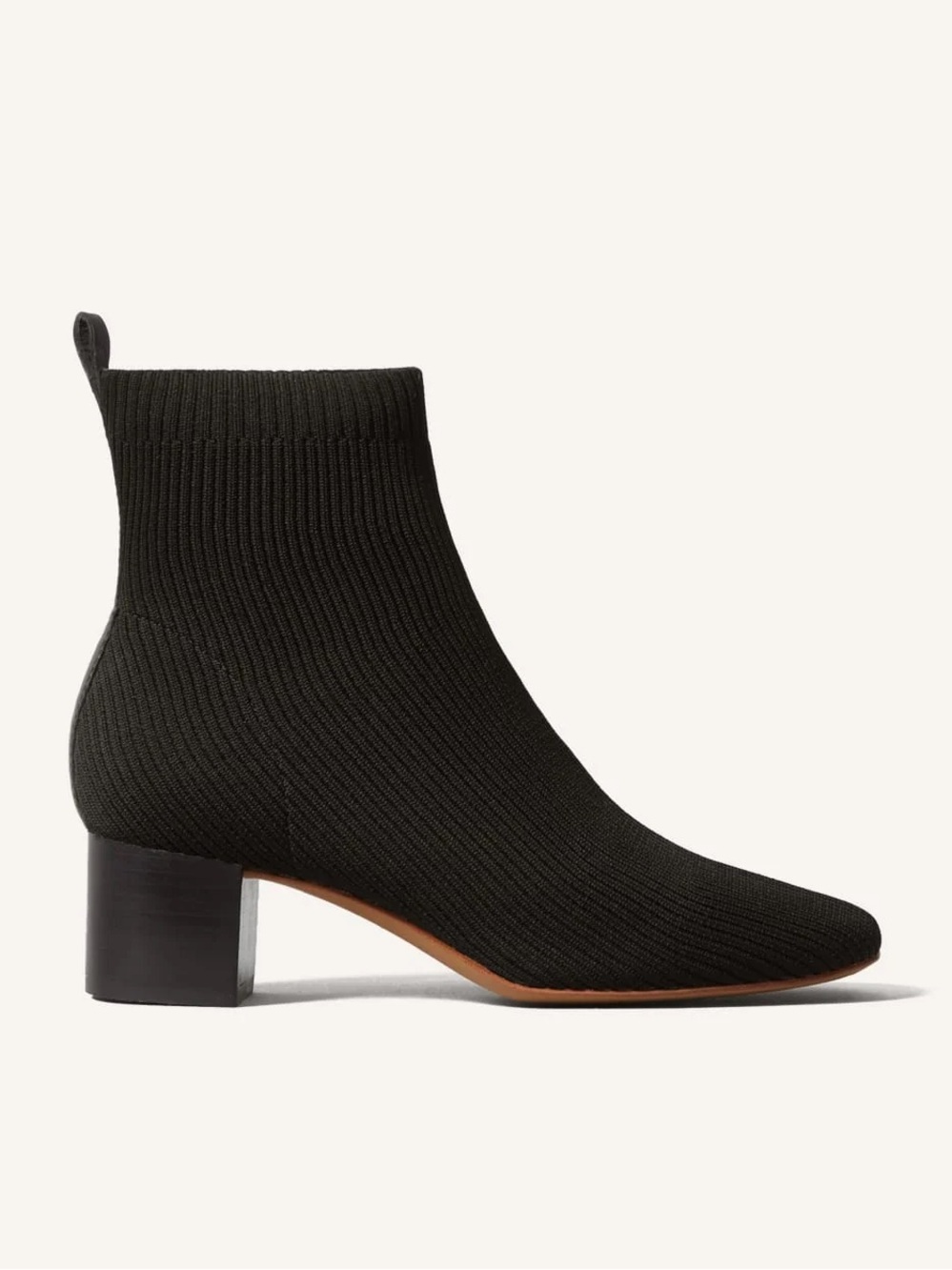 Everlane Black Knit Glove Ankle Bootie with Block Heel
